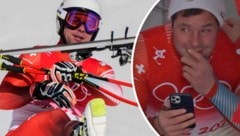 Beat Feuz im Zielraum unmittelbar nach seiner Fahrt (li.) und von Freudentränen übermannt (Bild: AP, Twitter.com/MR.CARTER)