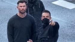 Chris Hemsworth drehte am Mittwochmorgen die ersten Action-Szenen in Wien. (Bild: Krone)