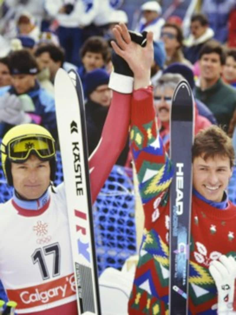 Hubert Strolz und Helmut durften bei den Olympischen Spielen 1988 in Calgary beide über Medaillen jubeln. (Bild: Schaadfoto/Werek)