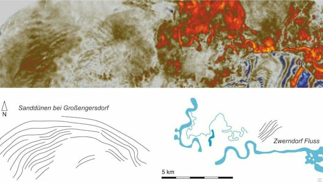 Die Seismik zeigt Sanddünen und Flussläufe, die heute in mehr als 600 Metern Tiefe liegen. (Bild: NHM Wien/Matthias Harzhauser)