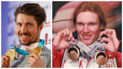 Marcel Hirscher (li.) holte bei Olympia 2018 in Pyeongchang Gold in der Kombination und im Riesentorlauf, Hermanm Maier durfte sich 1998 in Nagano über Olympiasiege im Riesentorlauf und Super-G freuen. (Bild: Reuters, KroneKREATIV)