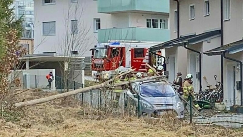 Durch den angekündigten Sturm kommt es zahlreichen Einsätzen und Sachschäden, wie hier im nördlichen Flachgau. (Bild: Markus Tschepp)