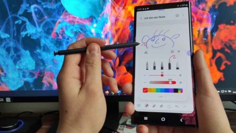Notizen wie einst beim Galaxy Note: Mit dem Galaxy S22 Ultra ist das möglich. (Bild: Dominik Erlinger)