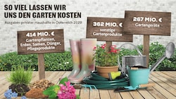 Laut der Gartenstudie von IMAS und bellaflora gibt ein Gartenbesitzer im Schnitt 686 Euro pro Jahr aus. (Bild: Branchenradar.com Marktanalyse GmbH, Krone KREATIV, stock.adobe.com)