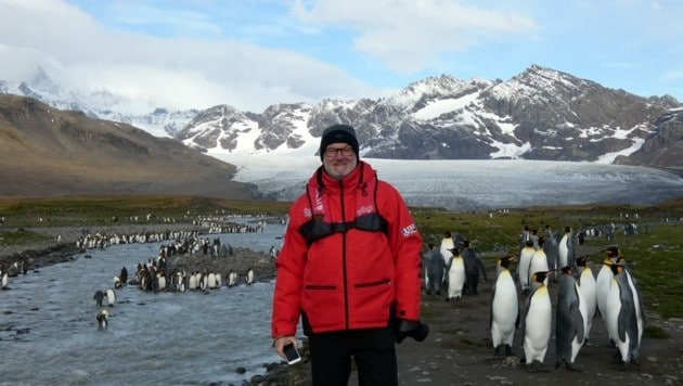 Stutz in der Antarktis, eines seiner 55.000 Reisefotos (Bild: zVg)