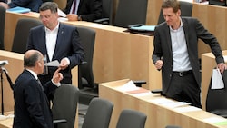 Fraktionsführer Krainer (r.) wirft Wolfgang Sobotka (l.) vor, Falschbehauptungen zu verbreiten. (Bild: APA/ROLAND SCHLAGER)