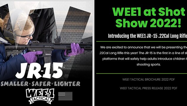 Auf der Website wirbt das US-Unternehmen WEE1 mit einem Maschinengewehr speziell für Kinder. (Bild: Screenshot www.wee1tactical.com)