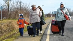 Ukrainische Flüchtlinge an der Grenze zu Ungarn: Ihr echtes Leid nutzen manch andere, um sich zu bereichern, so der Verdacht. (Bild: AFP, Krone KREATIV)