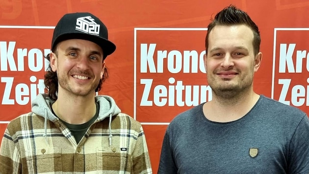 Marco Breithuber (li.) zu Gast im „Krone“-Sportpodcast (Bild: zVg/JOMO KG)