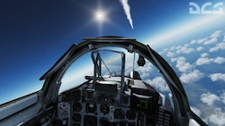 Ein Screenshot aus "DCS World" - der Kampfflugzeug-Simulator bietet in der Cockpit-, Außen und Bodenansicht hochrealistische Grafik. So realistisch, dass Videos aus dem Simulator in sozialen Medien für echte Videos aus dem Ukraine-Krieg gehalten werden. (Bild: Eagle Dynamics)