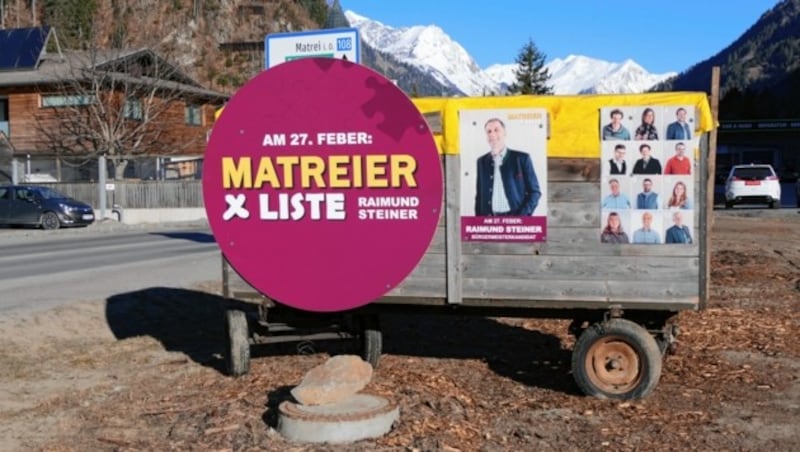 Kreative Wahlwerbung, wie hier in Huben, machte sich für Steiner in Matrei mehr als bezahlt. (Bild: Martin Oberbichler)