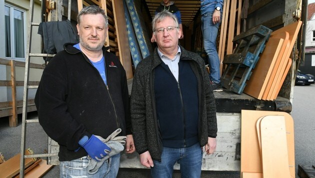 El propietario de Florianihof, Klaus Glavanics (izquierda) y el pastor Günther Kroiss (Imagen: P. Huber)