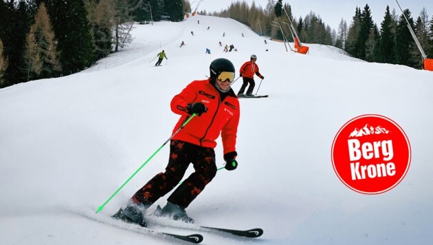 Skifahren mit einem breiten Grinsen im Gesicht. So kennt man den sympathischen Olympiasieger Franz Klammer: „Ski vor 9 machen wir seit sieben, acht Jahren und dennoch ist es ist für mich immer wieder ein tolles und schönes Erlebnis.“ (Bild: Wallner Hannes)