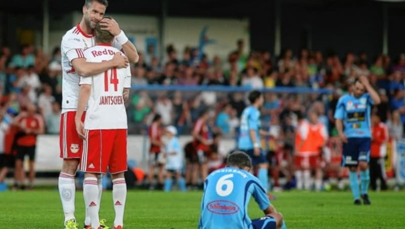 Maierhofer und Jantscher feierten, Hartberg war am Boden. (Bild: Kronen Zeitung/Tröster)