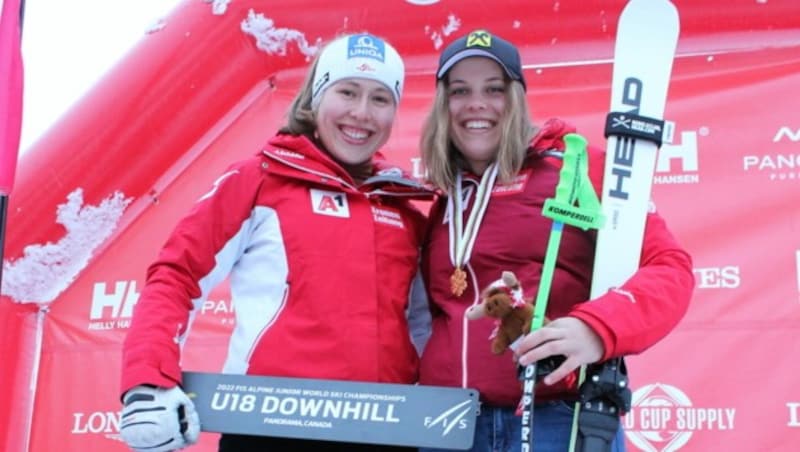 Die beiden Vorarlberger Medaillengewinnerinnen Victoria Olivier (li.) und Magdalena Egger sind im Teambewerb am Start. (Bild: Peter Weihs/Kronenzeitung)