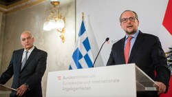 Außenminister Schallenberg empfing am Dienstag seinen griechischen Amtskollegen Nikos Dendias in Wien. (Bild: APA/BMEIA/MICHAEL GRUBER)
