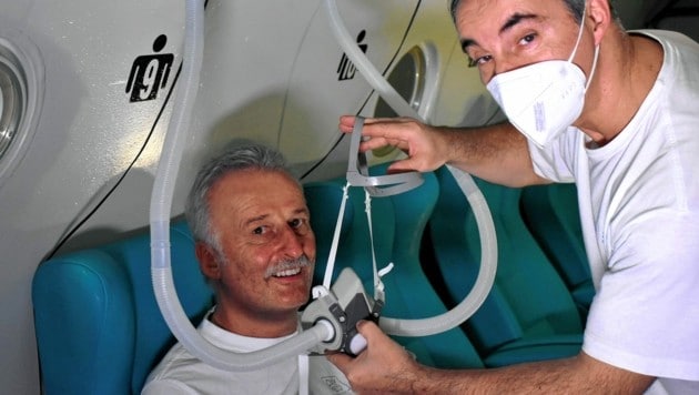 Post-Covid-Patient Rudolf F. erhielt eine spezielle Sauerstofftherapie in der Slowakei. (Bild: ADELI Medical Center)