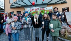 Projekt-Gegner versammelten sich vor dem Gemeindeamt (Bild: Tschepp Markus)