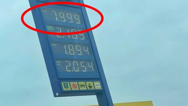 7,99 Euro für einen Liter Diesel - war nur ein Fehler. (Bild: zVg/ Klagenfurt Elite, Krone KREATIV)