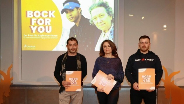 Die drei Gewinner (v. li. n. re.): Abdelrahman Abujazma, Zohreh Mohsenpour Tehrani und Dilovan Akar erhielten für ihren ehrenamtlichen Einsatz den „Bock For You“-Preis. (Bild: Zwefo)