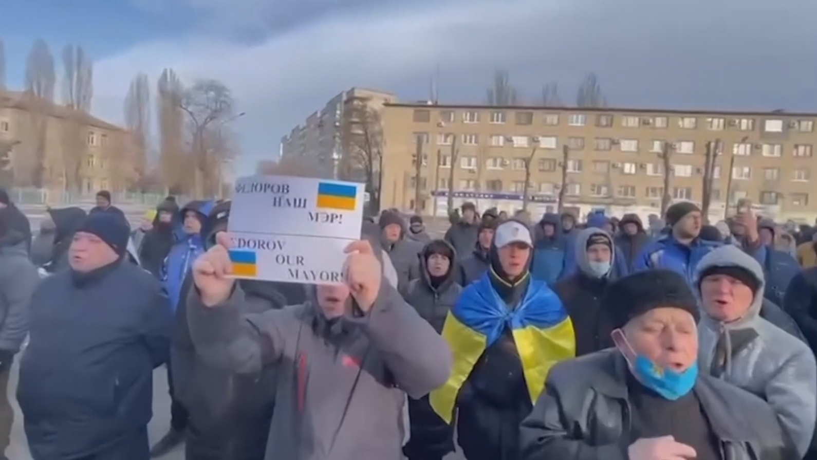 Lautstark forderten die Menschen in Melitopol die Freilassung ihres Bürgermeisters. (Bild: kameraOne)