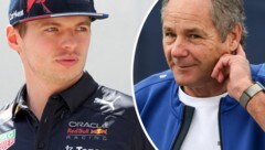 Gerhard Berger (re.) sieht Max Verstappen als den besten Rennfahrer aller Zeiten. (Bild: AFP, GEPA)