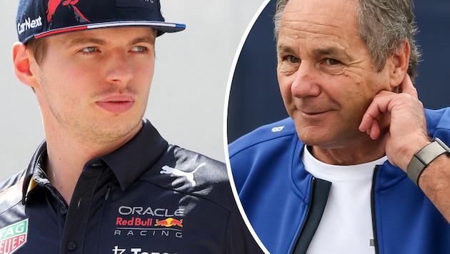 Gerhard Berger (re.) sieht Max Verstappen als den besten Rennfahrer aller Zeiten. (Bild: AFP, GEPA)