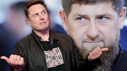 Elon Musk hat den Zorn von Ramsan Kadyrow auf sich gezogen - der Tesla-Chef sieht das eher entspannt. (Bild: AFP, Krone KREATIV)
