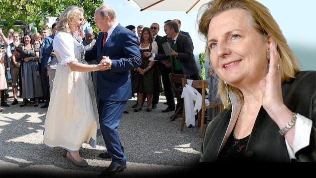 Reich beschenkt: Ex-Außenministerin Karin Kneissl (Bild: APA/Herbert Neubauer/Roland Schlager, Krone KREATIV)