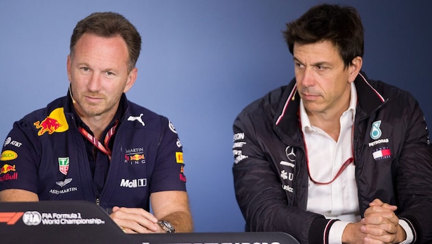 Christian Horner (left) and Toto Wolff have the next exchange of blows. (Bild: APA)