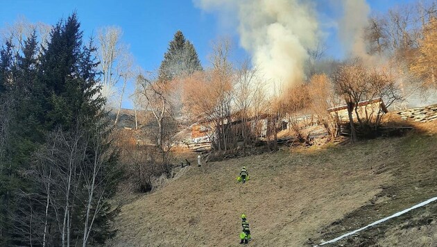 In der steirischen Gemeinde Stadl-Predlitz brannte es (Bild: FF Stadl an der Mur)