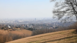 Der Blick auf Wien zeigt auch die massive Trockenheit der Wiesen. (Bild: Jöchl Martin)