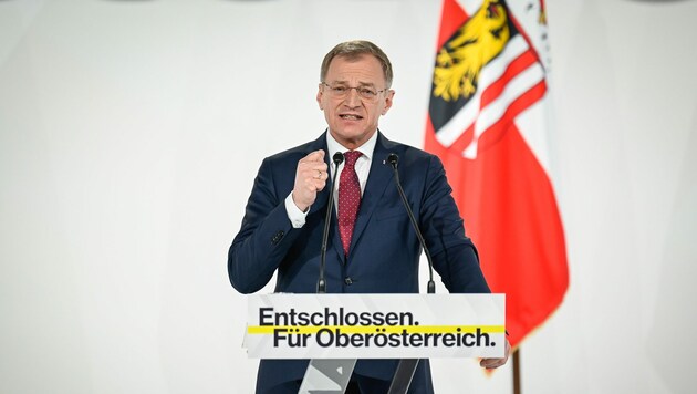 Thomas Stelzer bei seiner Rede am Parteitag (Bild: Alexander Schwarzl)