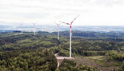 in eindrucksvoller Anblick ist der Windpark Munderfing der Energie AG. (Bild: Energie AG Oberösterreich)
