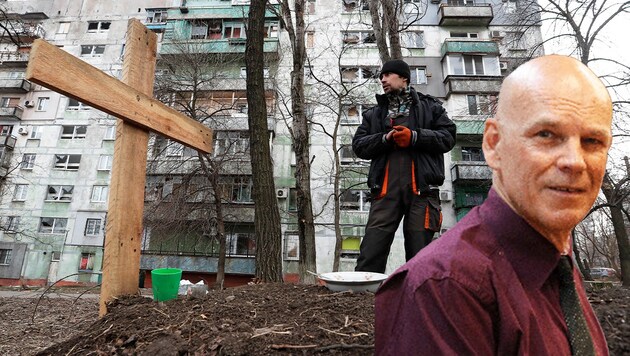 Wolfgang Dietrich von der Uni Innsbruck in der „Krone“ über Kriegsverbrechen in der Ukraine (Bild: zVg / Reuters, Krone KREATIV)