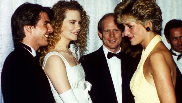 Prinzessin Diana traf 1992 Tom Cruise und seine damalige Ehefrau Nicole Kidman. (Bild: Martin Cleaver / AP / picturedesk.com)