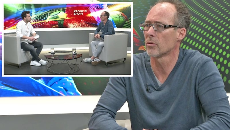 Sports scientist Hans Holdhaus, here at a recording in the krone.tv studio in 2022 (Bild: krone.tv)