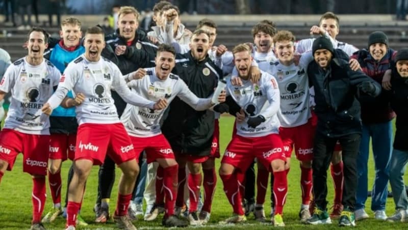 Nach sieben sieglosen Spielen in Serie feierte der FC Dornbirn am 20. November 2021 dank eines 1:0-Heimsiegs gegen Wacker Innsbruck den ersten Dreier - die Punkte sind im schlimmsten Fall weg. (Bild: Maurice Shourot)