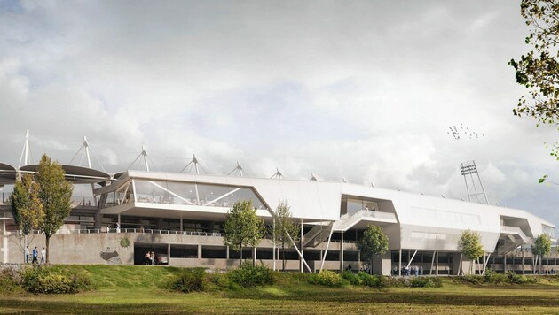 So sollte das Sporttagungszentrum beim Liebenauer Stadion aussehen - doch ob es jetzt tatsächlich realisiert wird, ist aktuell mehr als fraglich. (Bild: SODA architekten ZT GmbH)