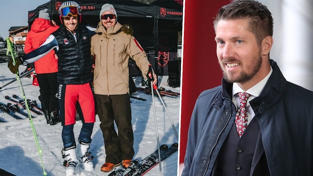 Charlie Raposo (li.) posiert mit Ex-Ski-König Marcel Hirscher (Bild: instagram.com/marcel__hirscher, GEPA)