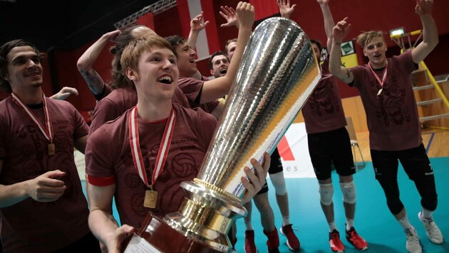 Jakob Reiter holte mit Union Waldviertel den österreichischen Volleyball-Cup und wurde zudem Meister. (Bild: GEPA pictures)