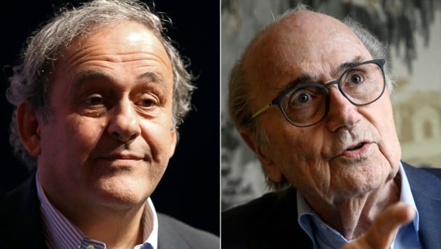 Michel Platini (li.) und Joseph Blatter (re.) (Bild: APA/AFP/VALERY HACHE, Fabrice COFFRINI)