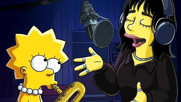 Billie Eilish bekommt eine Gastrolle im „Die Simpsons“-Kurzfilm. (Bild: twitter.com/disneyplus)