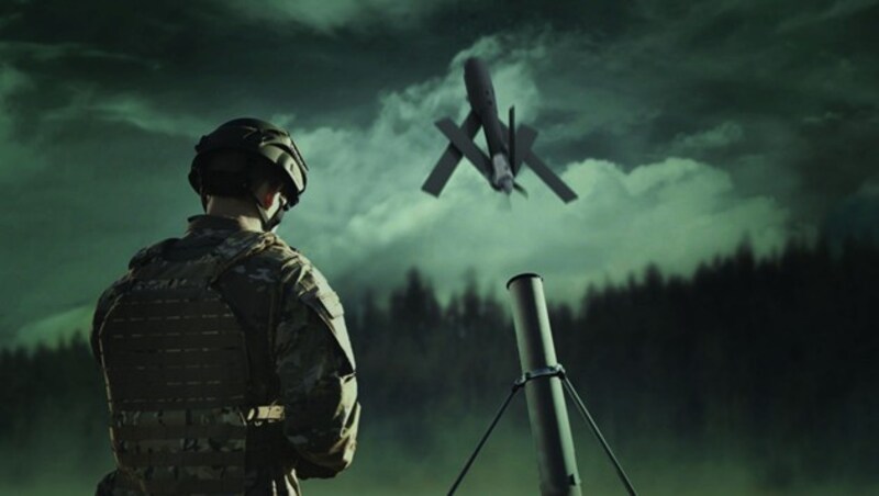 Ein Herstellerbild der Kamikaze-Drohne Switchblade 600 (Bild: AeroVironment)