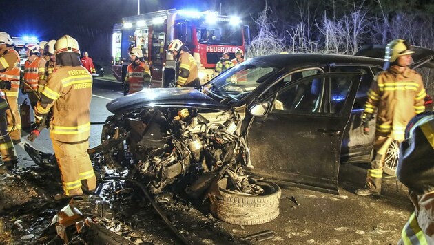 Der Verkehrsunfall vom 11. März 2019 in Nußdorf (Bild: Tschepp Markus)