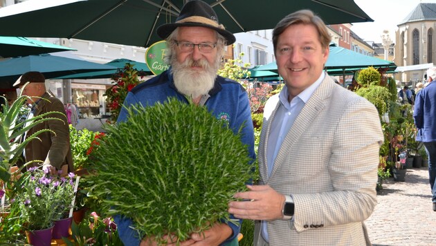 Bürgermeister Günther Albel mit Gärtner Harald Lakonig (Bild: Katrin Fister)