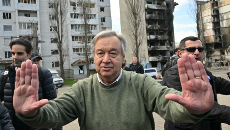 Guterres besucht Kiewer Vorstädte (Bild: AFP)