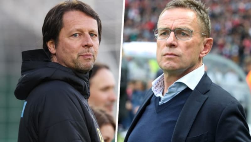 ÖFB-Sportdirektor Peter Schöttel (li.) und Teamchef Ralf Rangnick (Bild: GEPA )