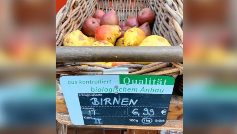 Diese Birnen aus Italien kosten 6,99 das Kilo. (Bild: zVg, Krone KREATIV)