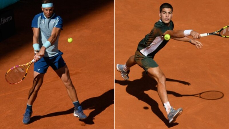 Rafael Nadal (li.), Carlos Alcaraz (Bild: AP)